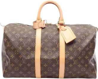 Louis Vuitton Vintage, unisex, Bruin, ONE Size, Leer, Pre-owned Keepall 45 Monogram Boston Bag