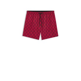 HUGO BOSS Quick-dry swim shorts with stacked-logo check print