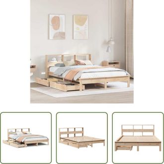 vidaXL Letto con cassetto - Letto Libreria senza Materasso 135x190 cm in Legno di Pino