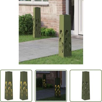 vidaXL vidaXL Luci LED - Faro LED solare per sentieri 2 pcs Verde oliva