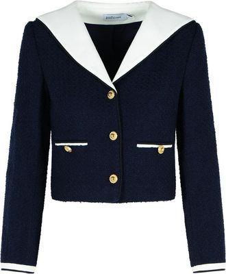 Self Portrait Boucle Blue Wool Blend Jacket