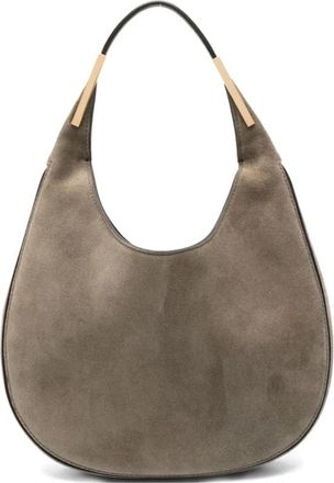 Savette Goudkleurige Su&egrave;de Handtas - Dames - Schoudertassen - Groen - ONE Size - Su&egrave;de - Tassen