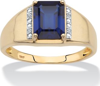Palm Beach Jewelry Mens 2.32 TCW Created Blue Sapphire and Diamond Accent Solid 10k Gold Ring