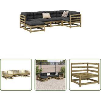 vidaXL Divano in legno - Set Divani da Giardino 6 pz in Legno Impregnato di Pino