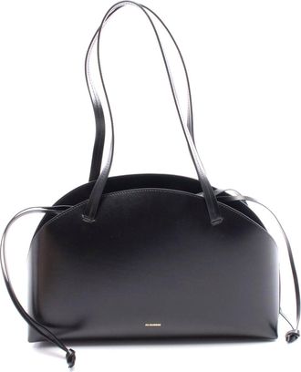 Jil Sander Leather Curve Tote Bag Black