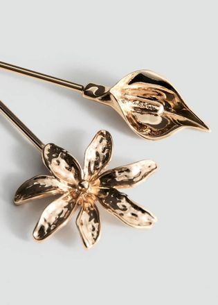 Mango Molletta metallo fiori oro - Donna - Taglia unica - MANGO