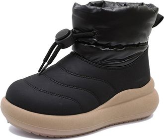 Generic Womens 2025 Winter Snow Boots Ankle Length Faux Fur Lined Booties Waterproof Slip-On Casual Outdoor Shoes(Black,5.5)