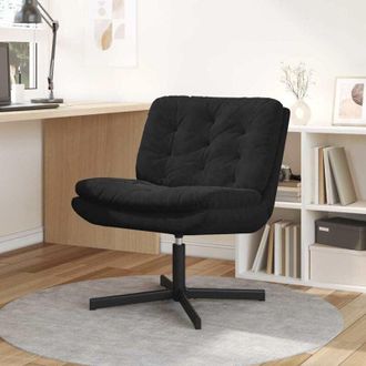 vidaXL Poltrona Relax con Base Girevole Nero 63 x 75 x 76 cm Velluto - Vidaxl