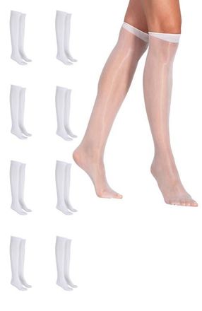 Lechery 8-Pair Pack Colored Fashion Sheer Knee High Stockings for Women in White at Nordstrom