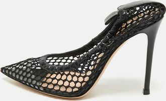 Gianvito Rossi Black Leather And Net Alisia Pumps
