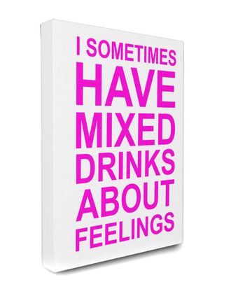 Stupell Industries I Sometimes Have Mixed Drinks Pink Canvas Wall Art By Lulusimonstudio