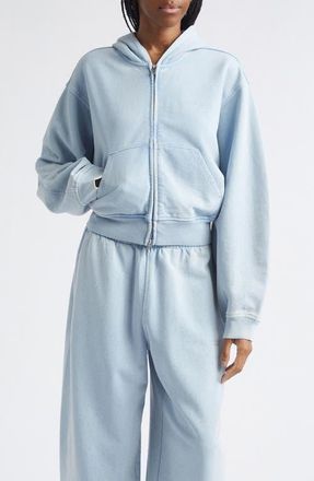Alexander Wang Hotfix Cotton Zip Hoodie in Washed Sky at Nordstrom, Size X-Large