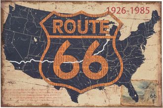 Biscottini International Impresi&oacute;nroute 66 Sobre La Tela De Yute Crudo Con Efecto Envejecido L90xpr2xh60 Cm