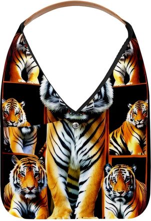 Generic Tiger Coming Out Reusable Lightweight Grocery Bags - Foldable Into Compact Pouch, Washable & Sturdy, Multipurpose for Shopping and Travel