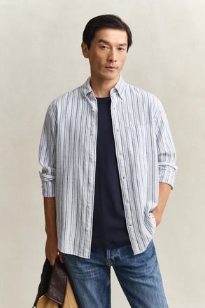 GANT Men Striped Linen Blend Shirt (XXXL) VINTAGE BLUE