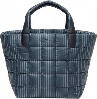 VeeCollective Womens Porter Tote Bag In Pinstripe Blue