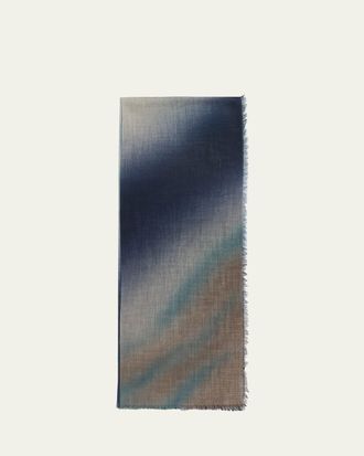 PIACENZA 1733 Mens Cashmere Degrade-Motif Eyelash Fringe Scarf