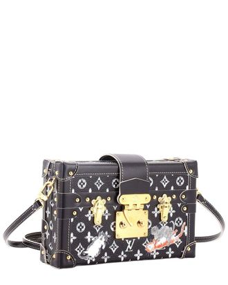 Louis Vuitton Black Limited Edition Grace Coddington Catogram Canvas Petite Malle (Authentic Pre-Loved)