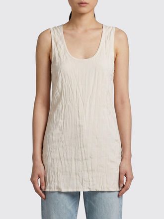 Toteme Top slim fit in misto viscosa con scollo a U ed effetto stropicciato