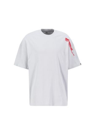 Alpha Industries T-Shirt ALPHA INDUSTRIES Flock Logo T-Shirt, Herren, Gr. S, grau (pastel grau), Obermaterial: 100% Baumwolle, Shirts T-Shirt