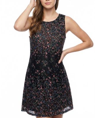 Papillon Sleeveless Lace Shift Dress In Ditsy Floral