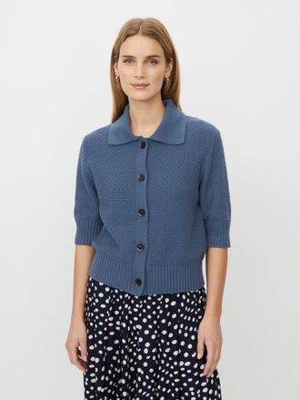 Masai MaLiva Cropped Short Sleeve Cardigan in Ensign Blue at Nordstrom, Size X-Large