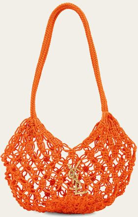 Saint Laurent Small YSL Crochet Shopper Tote Bag