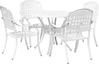 vidaXL Garden Dining Set 5 pcs White Aluminium vidaXL