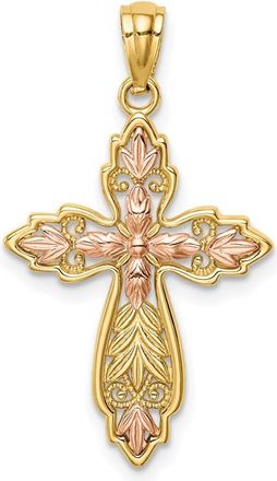 Diamond2Deal 14k Two-tone Gold Cross Pendant