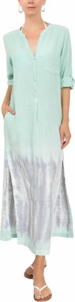 Everyday Ritual Tracey Caftan Dress In Tie Dye Seafoam