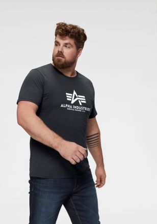 Alpha Industries T-Shirt ALPHA INDUSTRIES Basic T-Shirt, Herren, Gr. 3XL, blau (navy02), Single Jersey, Obermaterial: 100% Baumwolle, bedruckt, regular fit normal, Run