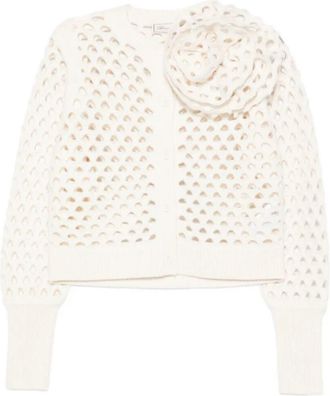 Blumarine Openwork Wool Cardigan With 3D Rose