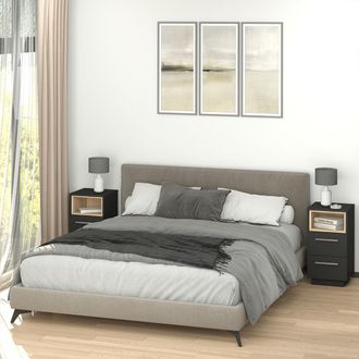 Vicco Mesa De Noche Beatrice, Antracita, 36 X 68 Cm Lote De 2