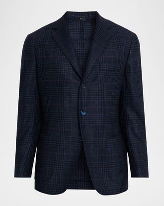 Sartorio Mens Wool, Silk and Cashmere Glen Plaid Sport Coat