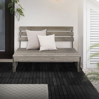 ECD Germany Ecd Germany Banco De Jard&iacute;n Con Respaldo De Madera Maciza Gris 120x76,5x70 Cm Asiento De Parque De 3 Plazas Resistente A La Intemperie Banqueta Robust