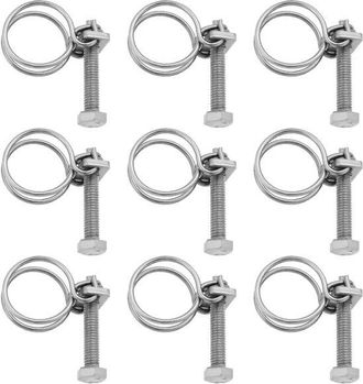 OEM Dailygoods, Abrazaderas Para Mangueras, 20 Unidades, Ajustables De 18 A 22 Mm, Doble Rosca, Acero Inoxidable, Higi&eacute;nicas, Material Duradero