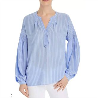 Joie Azabeth Long Sleeve Silky Weave Top In Sunset Blue