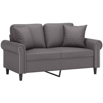 vidaXL Sof&aacute; De 2 Plazas Con Cojines Cuero Sint&eacute;tico Gris 120 Cm Vidaxl