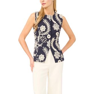 Ted Baker Hailee Embroidered Cotton Vest in Emerald Berry at Nordstrom, Size 3