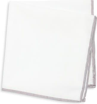 ConStruct Pipe Trim Cotton Pocket Square in White/Smoke at Nordstrom Rack