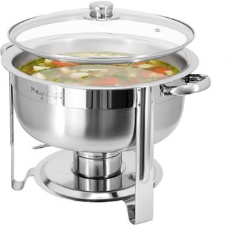 MegaChef 7.9 Quart Round Stainless Steel Professional Chafing Dish/Food Warmer/Buffet Server Serving Trays in Silver at Nordstrom