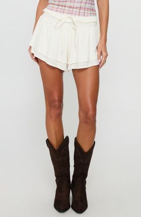 Princess Polly Poppylane Frill Tiered Drawstring Shorts in White at Nordstrom, Size 12