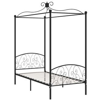 vidaXL Estructura De Cama Con Dosel Sin Colch&oacute;n Metal Negro 90x200 Cm Vidaxl
