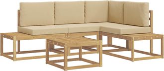 vidaXL Conjunto De Sof&aacute;s De Exterior 5 Uds. 4 Plaza Poli&eacute;ster Y Beige Vidaxl