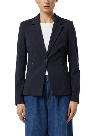 Comma Jackenblazer COMMA, Damen, Gr. 34, navy, Web, Obermaterial: 50% Viskose, 42% Polyamid, 8% Elasthan, unifarben, k&ouml;rpernah h&uuml;ftbedeckend, tiefer V-Aussc