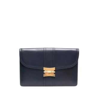 Herm&egrave;s Pre-owned Rectangular Flap Clutch - Dames - Vintage Clutch - Blauw - ONE Size - Leer - Vintage