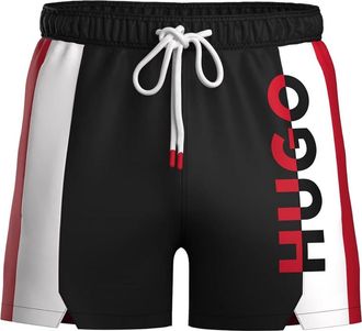 HUGO BOSS Hugo Mens Suna Colorblock Vertical Logo Swim Trunks, Black