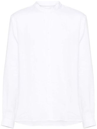 Brunello Cucinelli band-collar hemp shirt - White