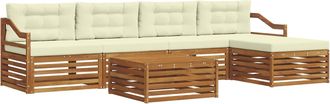 vidaXL Conjunto De Sof&aacute;s De Exterior 6 Uds. Natural Y Crema Vidaxl