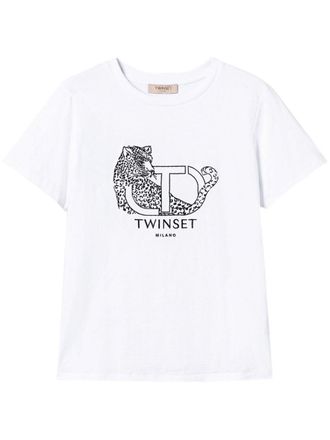 Twin-Set T-shirt met geborduurd logo - Wit